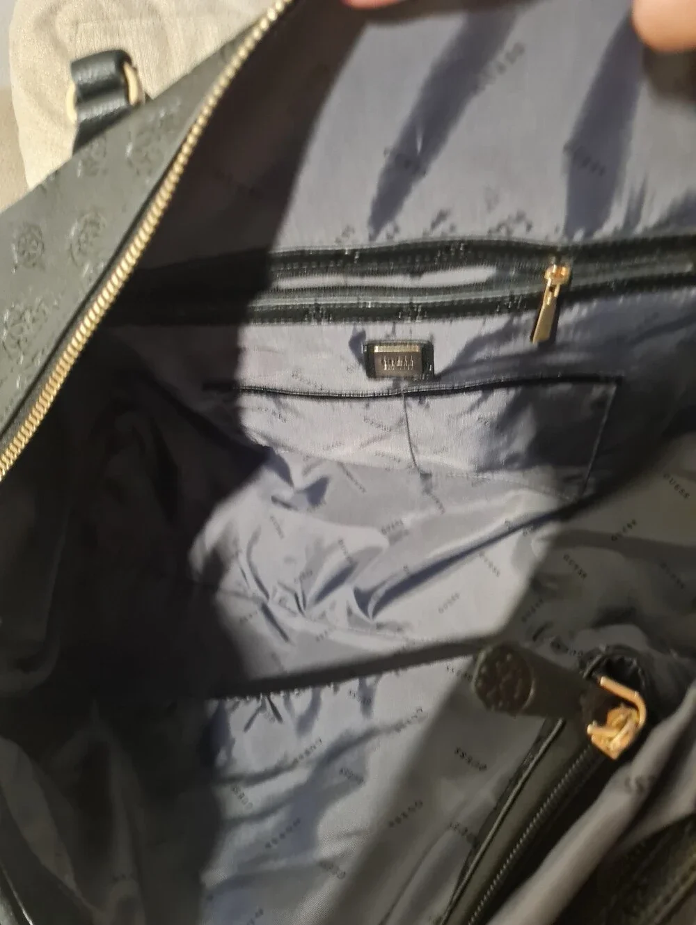 GUESS Black Embossed Logo Travel Duffel